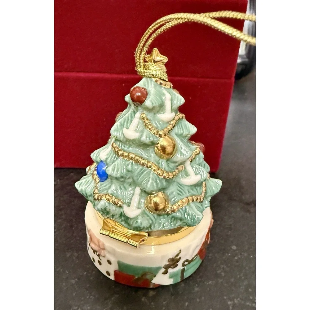 Vintage Lenox China Treasure Collection Trinket Christmas Tree Box Ornament